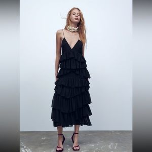 MIDI DRESS WITH RUFFLES